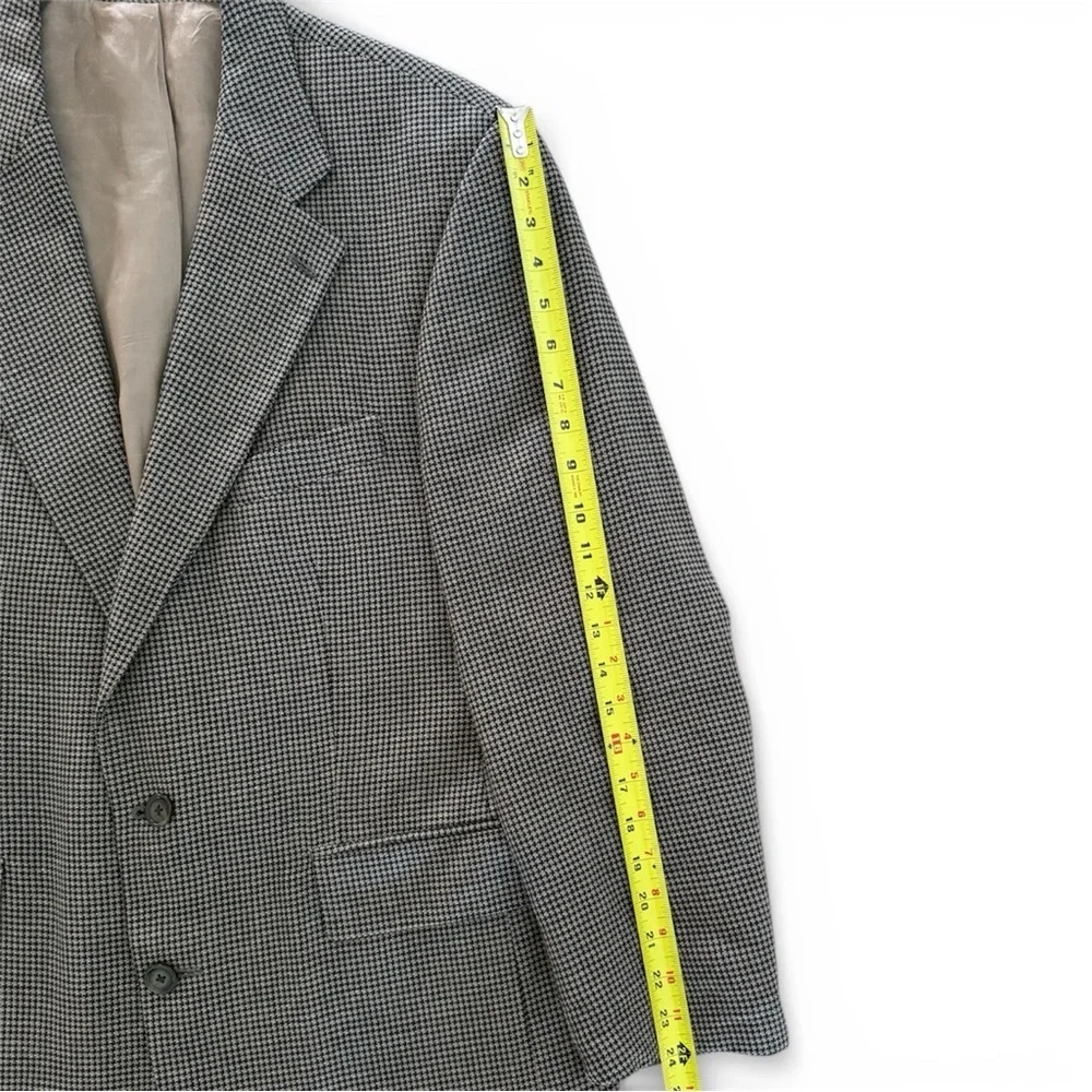 Vintage Chaps by Ralph Lauren Houndstooth Blazer 42R Silk Wool Blend Y2K Canada